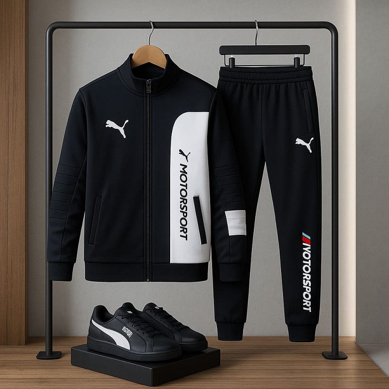 ست سوییشرت شلوار مردانه مشکی مدل MotorSport